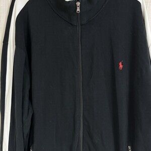 Polo Ralph Lauren Interlock Track Jacket Sz 3X B/T Full‎ Zip Black Red Pony